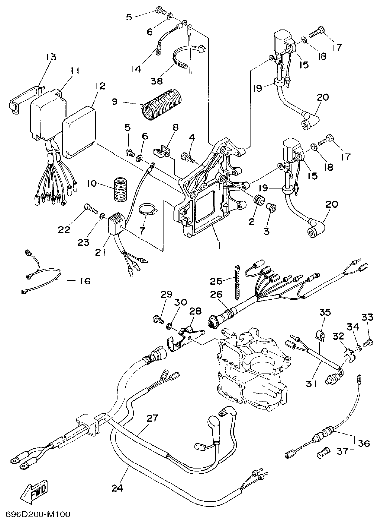 Yamaha E48C, E55C, 55B, E48CMH, E55CMH ELECTRICAL 1 parts diagram